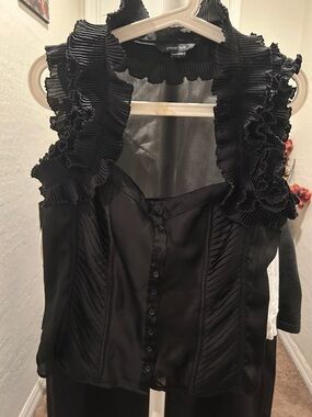 Paper Tee Black Ruffled Blouse